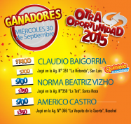 Ganadores Otra Oportunidad 30-09-2015 